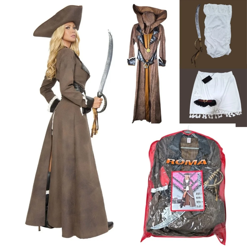 Deluxe 7pc Pirate Captain (Added Matching Skirt With Tassels) Size Large NWOT - Picture 5 of 14